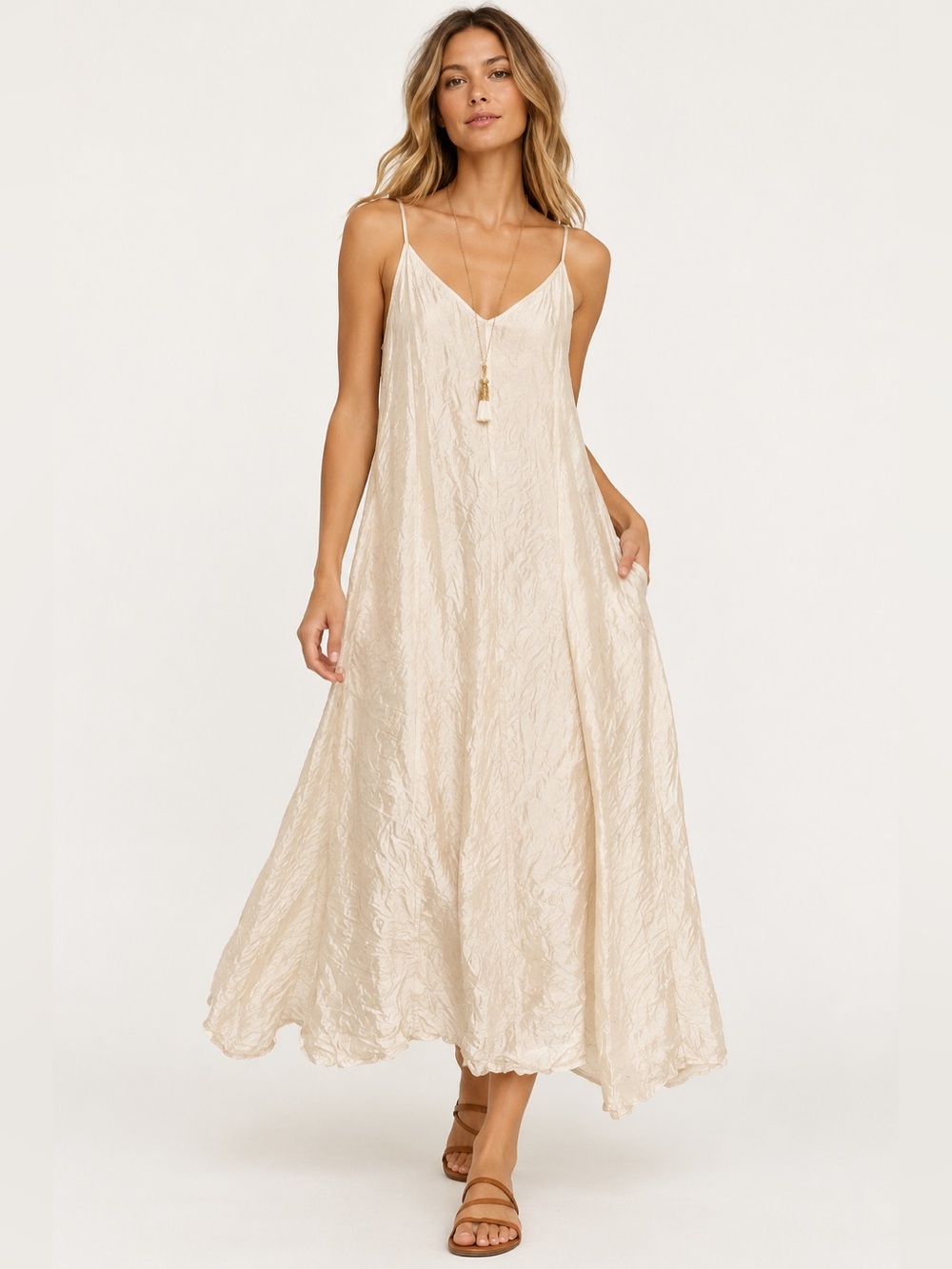 Peruvian Connection Margot Silk Dress in Cream M